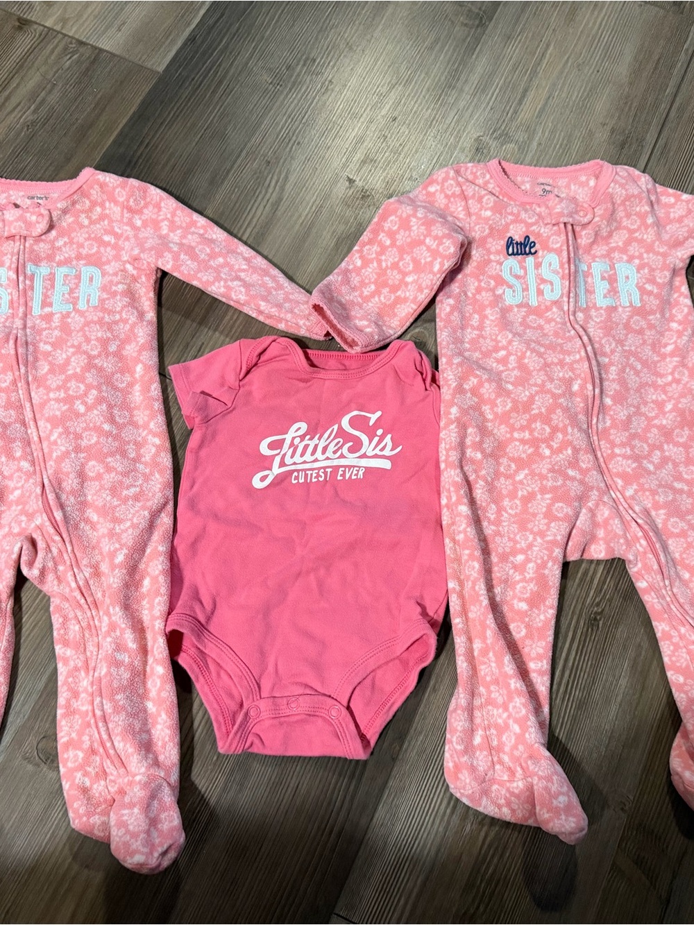 Carter's Pink 'Little Sis' Bodysuit & Footed Sleepers Set